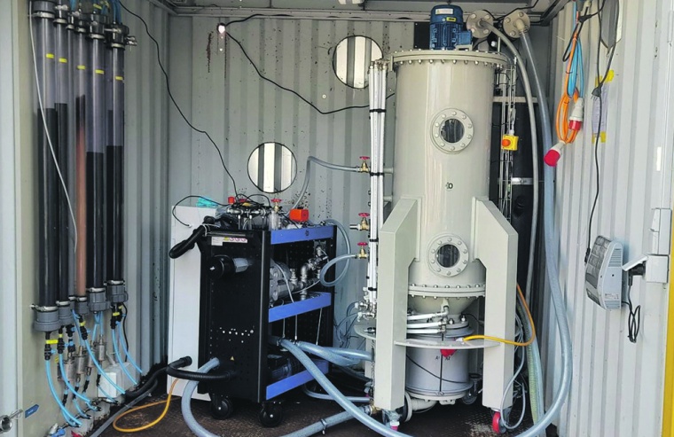 Oxyle’s wastewater treatment platform (shown is one of the pilot units)...